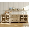 thumbnail image 6 of Mid Century Morden TV Stand for 100 Inch TV, 3-in-1 TV Console Table for 75/80/85/90 Inch TV, Entertainment Center with Glass Door & Drawer, Kitchen Sideboard Buffet Cabinet for Dining Room, Oak, 6 of 8