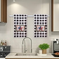 Antqov Memorial Day Hand Towels, 4th of July Independence Day US Flag Star Cotton Bathroom Dishs Towels for Decorative Drying Cleaning Cooking Supplies