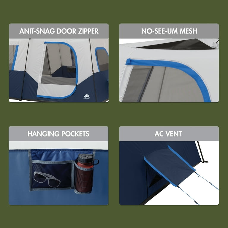 Free Shipping! Ozark Trail 13' x 9' 8-Person Cabin Tent with LED