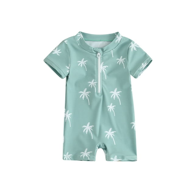 Gupgi Baby Boy One Piece Rash Guard 3M 6M 12M 2Y 3Y Dinosaur Swimsuit Short Sleeve Zipper Bathing Suit Swimwear