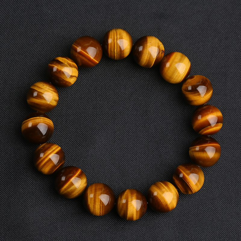 100% Real Natural Attractive Tiger Eyes Stretch Stone Bracelet,12mm Beads