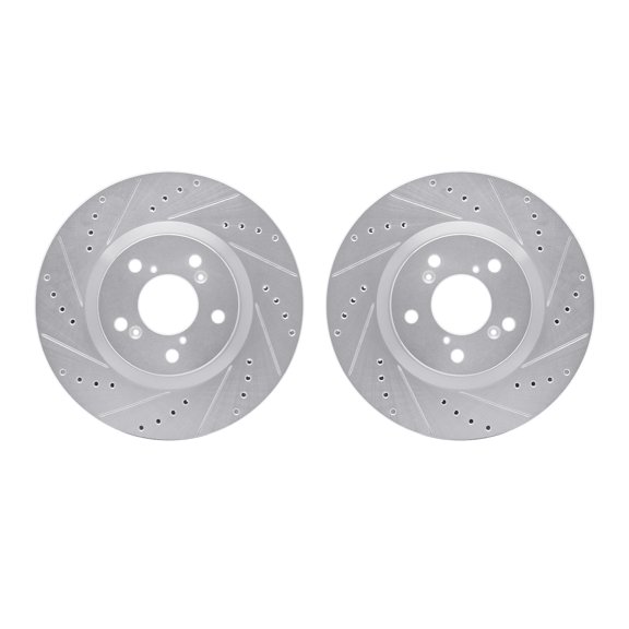 Dynamic Friction Company Front Brake Rotors-Drilled and Slotted-Silver 7002-59016