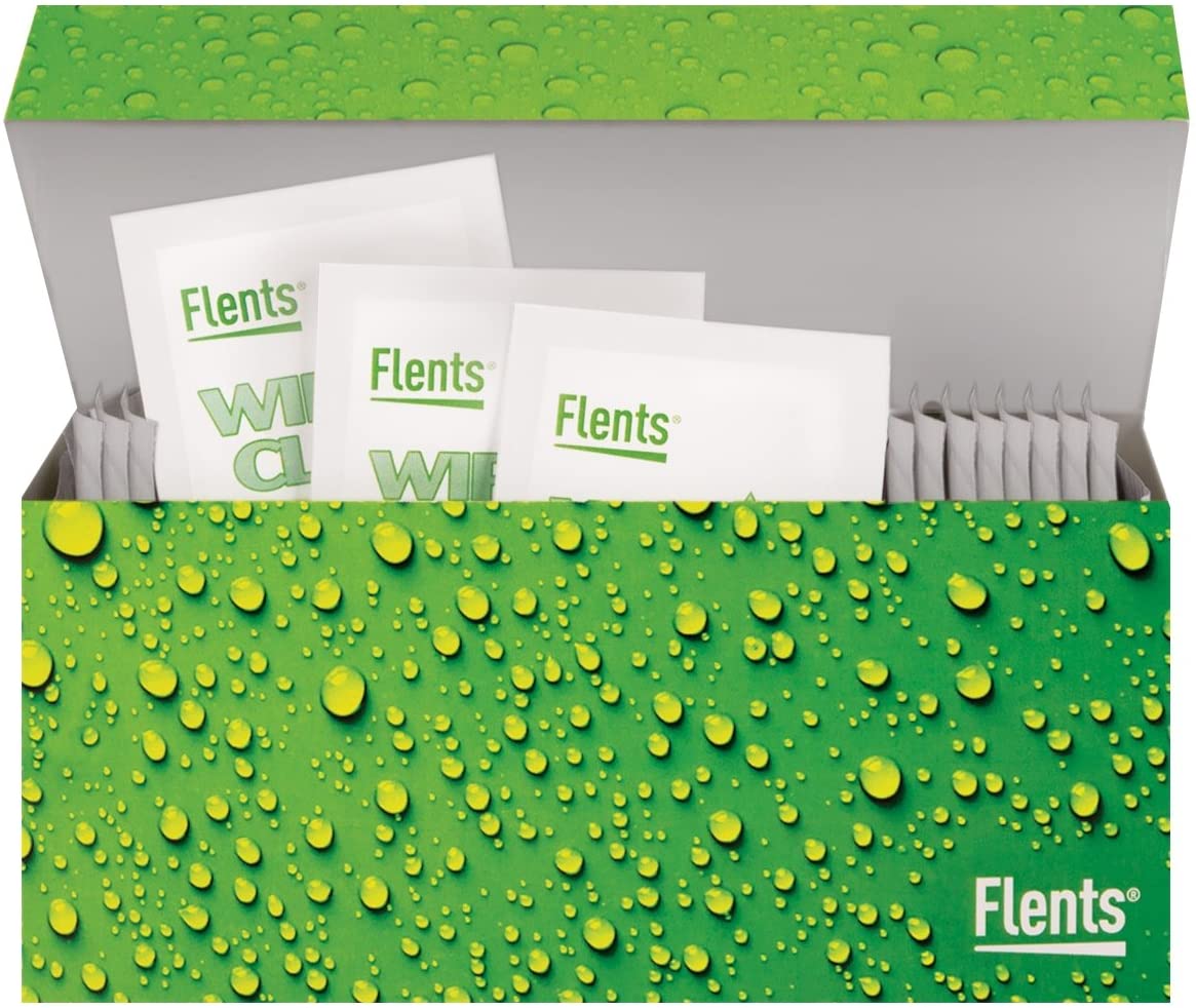 Flents Wipe'N Clear Lens Wipes, 25 Biodegradable Lens Cleaning Wipes, Individually Wrapped, Eco