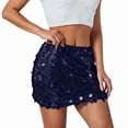 thumbnail image 2 of Sequin Skirt for Women-Stretchy Bodycon Night Out Party Shine Sparkly Mini Skirts Navy Blue S, 2 of 8