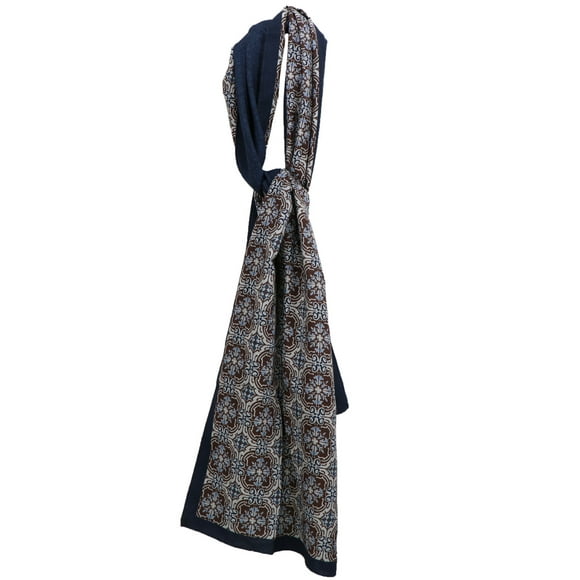 Borrelli Men's Brown / Blue Snowflake Lana Wool Scarf Scarves & Wrap - One Size