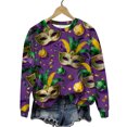 thumbnail image 4 of UTSJKR Women's Mardi Gras Sweatshirt 2026 Carnival Outfit Sweatshirts Mask Graphic Long Sleeve Crew Neck Pullover Tops Multicolor M, 4 of 6