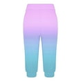 thumbnail image 4 of CLOISE Womens Capris Athletic Stretch Capris Joggers With Pockets Soft Elastic Waist Running Petite Capri Sweatpants Pull On Capri Lounge Pants Gradient Color Casual Yoga Capris Purple, 4 of 6
