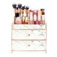 thumbnail image 2 of White Marble Makeup Organizer with Rose Gold Trim, Cosmetic Storage Drawers for Vanity (9.5 x 9.5 x 5.5 in), 2 of 10