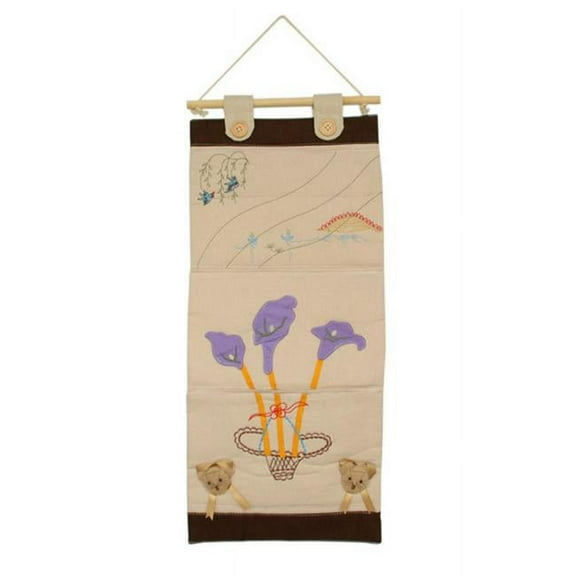 Purple Flowers Ivory/Wall Hanging/Wall Organizers/Wall Pocket/Wall Pocket
