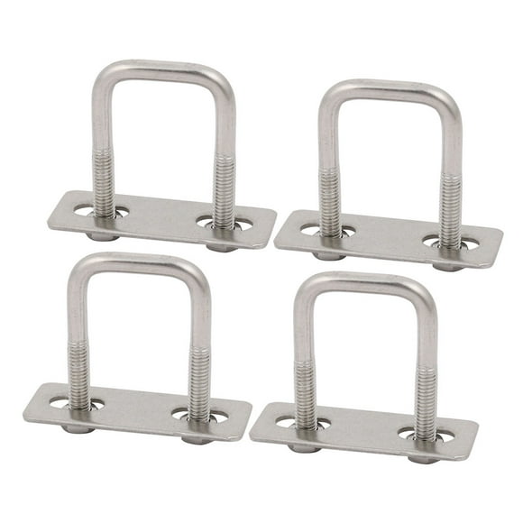 Unique Bargains 4pcs M6 25mm Inner Width 304 Stainless Steel Square U Bolt w Hex Nut Plate