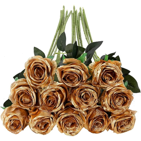 Burgundy Roses Artificial Flower, 12Pcs Realistic Long Single Stem Fake Silk Red Roses Bouquet for Party Home Wedding Centerpiece Hotel Office Halloween Decor