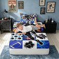 thumbnail image 5 of meiyoeat Sport Football Twin Sheets for Boys, Blue Flame Ball Bedding, 3pcs, 1 Flat Sheet, 1 Fitted Sheet and 1 Pillowcase, 5 of 6