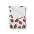 thumbnail image 2 of Botanic Soft Flannel Fleece Throw Blanket, Vibrant Hand Drawn Strawberry Pattern Fresh Summer Fruit Design, Cozy Plush for Indoor and Outdoor Use, 60" x 80", Fern Green White Red, by Ambesonne, 2 of 5