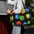 thumbnail image 6 of Dice Pattern Colorful Cube Large Capacity Beach Travel Tote Bag Shoulder Handbag for Gym Camping Shopping, 6 of 6