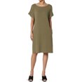 thumbnail image 1 of Robe T-Shirt Midi Longueur Genou à Manches Courtes Ajustée pour Femmes, 1 of 6