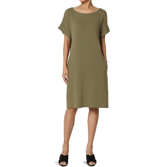 Robe T-Shirt Midi Longueur Genou à Manches Courtes Ajustée pour Femmes