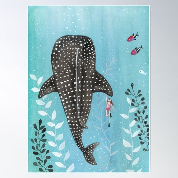 Whale Shark! Poster Wall Art, Modern Wall Decor For Living Room Bedroom, 8x12 UNFRAMED