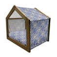 thumbnail image 2 of Moroccan Pet House, Geometric Tile Squares with Middle Eastern Azulejo Design, Outdoor & Indoor Portable Dog Kennel with Pillow and Cover, 5 Sizes, Violet Blue Black Cream, by Ambesonne, 2 of 5