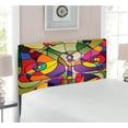 thumbnail image 2 of Butterflies Headboard, Butterfly Wings Consisting of Twisted Lines Modern Abstract Design, Upholstered Decorative Metal Bed Headboard with Memory Foam, Twin Size, Multicolor, by Ambesonne, 2 of 4