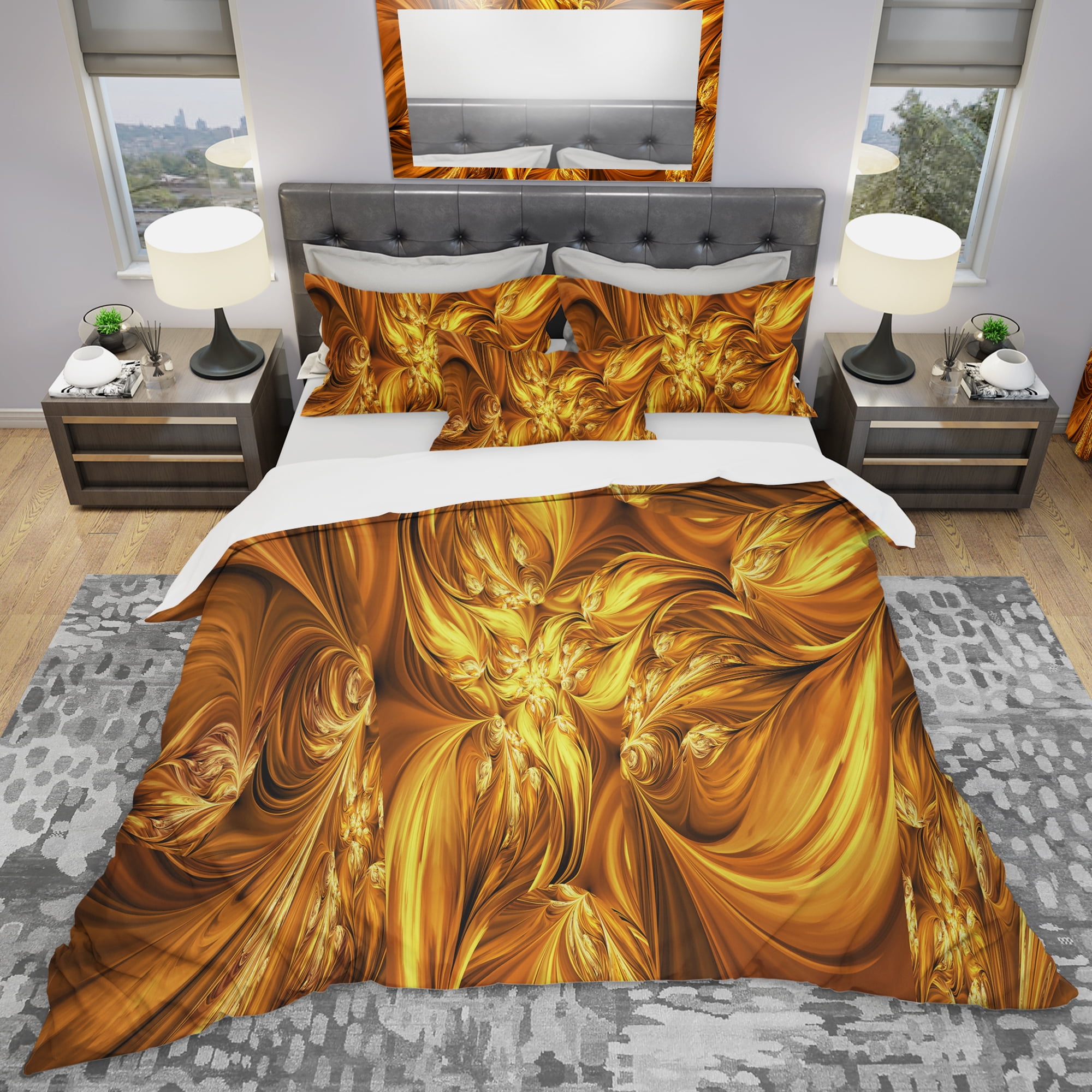 Designart 'Molten Gold Exchange' Modern & Contemporary Duvet Cover Set