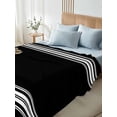 thumbnail image 4 of Twin Size Flat Sheet Only, Black Striped Soft Brushed Microfiber Bed Sheets, Farmhouse Black White Stripes Hotel Quality Breathable Bedding Top Sheet, Easy Care, 66"x96", 4 of 9