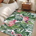 thumbnail image 4 of Pink Flamingo Area Rugs 2.7'x5', Washable Small Throw Rugs for Kitchen Bedroom, Summer Tropical Plants Green Leaves Indoor Outdoor Rug Non-Slip Low Pile Carpet Runner Reversible Floor Mats, 4 of 8