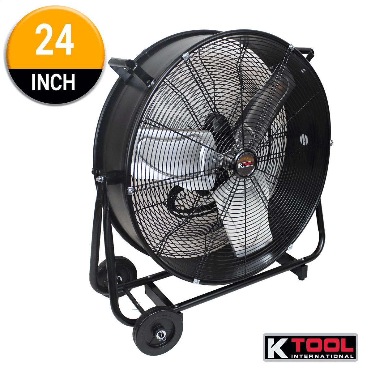 K Tool High Velocity 24 Inch Heavy Duty Fan, 2 Speed for Industrial Residential, 6940 Max, Black