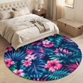 thumbnail image 4 of Round Area Rugs 4Ft, Tropical Plants Non-Slip Washable Circle Rugs Carpet, Summer Floral Monstera Palm Leaf Vintage Indoor Outdoor Rug Floor Mats Throw Runner for Bedroom Living Room Bathroom, 4 of 8