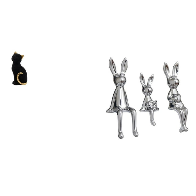 Figura de resina de gato, conejo, familia, escultura animal, estatua decorativa coleccionable para entrada, estantería, sala de estar, dormitorio, esc