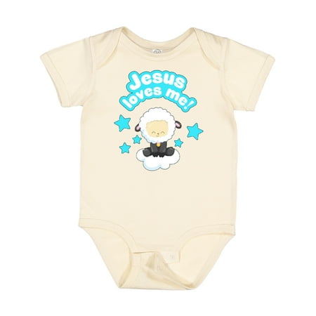 

Inktastic Jesus Loves Me Cute Lamb and Stars Gift Baby Boy or Baby Girl Bodysuit