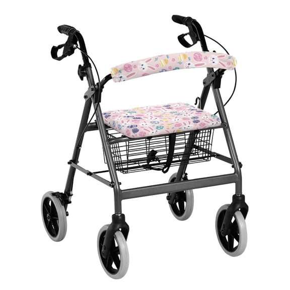 HELLHERO Little Bunny Flowers Seat & Back Covers Rollator Seat Cover Non-Slip Fit for Parks Washable Easy Installation
