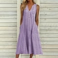 thumbnail image 2 of Black and Friday Deals 2023 Deals of the Day,Bidobibo Womens Summer Shirt Dresses Casual Loose Fit Striped Print Sundress Beach Dresses V-Neck Sleeveless Button Midi Dress with Pockets, 2 of 8