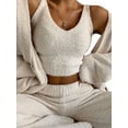 thumbnail image 3 of ZAXARRA Ensemble de Pyjama 2 Pcs pour Femmes, Débardeur Tricoté Duveteux Sans Manches à Col en V et Pantalon, Tenue d'Intérieur, 3 of 9
