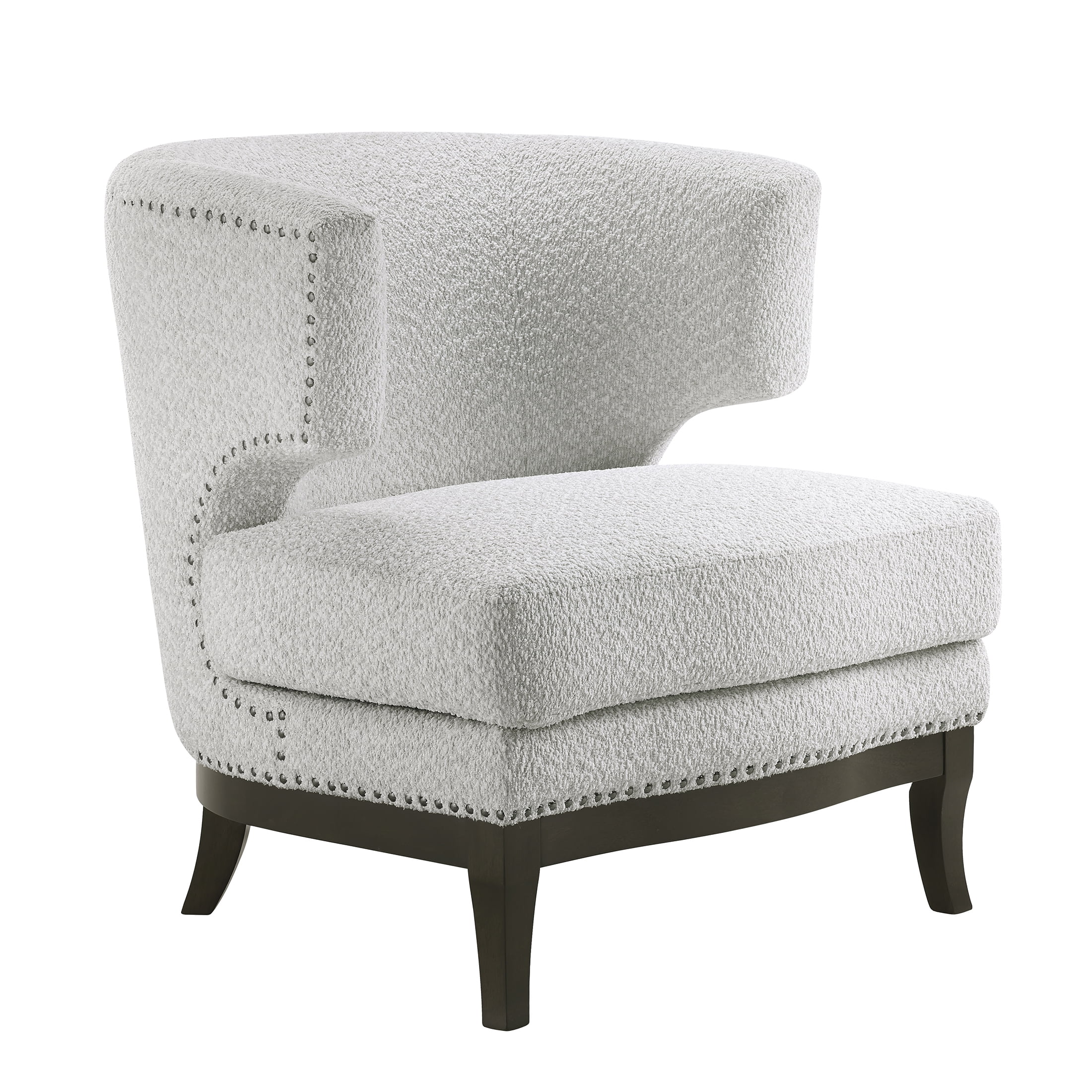 OakvillePark Orlan Boucle Barrel Accent Chair with Nailhead Trim, Gray
