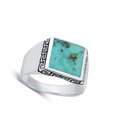 thumbnail image 4 of Simulated Turquoise Greek Key Ring .925 Sterling Silver Band Blue CZ Jewelry Female Size 12, 4 of 4