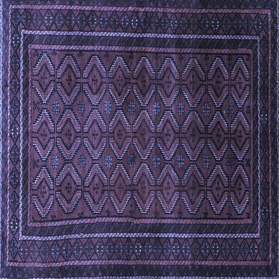 Ahgly Company Machine Washable Indoor Square Southwestern Blue Country Area Rugs, 3' Square