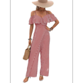 thumbnail image 3 of Plisados A Rayas para Mujer, Elegantes, de Verano, con Tirantes y Pantalones de Pierna , . Vino Tinto L, 3 of 7