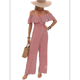 thumbnail image 3 of Plisados A Rayas para Mujer, Elegantes, de Verano, con Tirantes y Pantalones de Pierna , . Vino Tinto M, 3 of 7