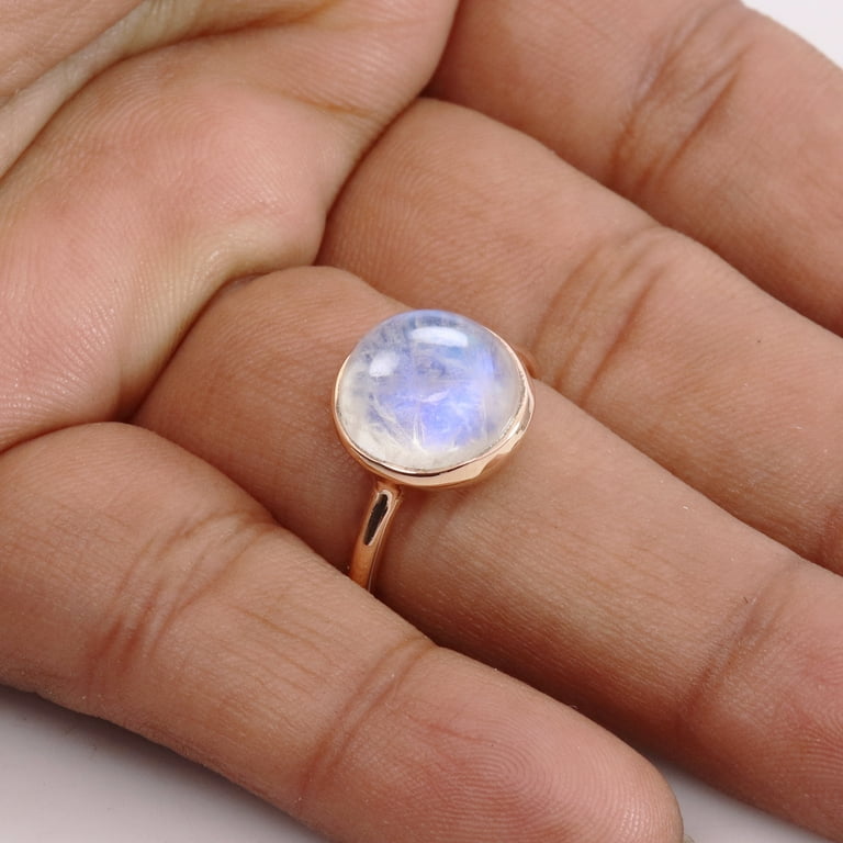 Rainbow Moonstone Ring, 92.5 Sterling Silver Ring, Large discount Rainbow Stone Ring, Natural Blue Flash Stone Ring, Statement Ring, Best for Gift