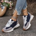 thumbnail image 3 of Rokment Womens Platform Walking Running Shoes Comfortable Vintage Suede Color Block Lace up Orthopedic Skate Tennis Fashion Sneakers Navy Size 8, 3 of 6