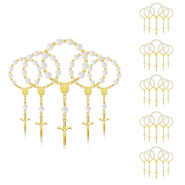 30 Piezas de Rosario de Bautismo, Cuentas de Rosario AcríLico, Mini Rosarios con para la Primera ComunióN, Recuerdos de Fiesta de Bautismo.