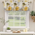 thumbnail image 3 of Yellow Gnomes Valances for Windows, Vintage Daisy Honey Plaid Flower Light Filtering Kitchen Curtains, Rod Pocket Window Valance Curtains for Living Room Bedroom, 54" W x 18" L, 2 Panels, 3 of 9