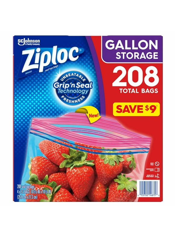 Easy Ziploc Open Tabs Storage Gallon Bags (208 ct.)
