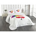 thumbnail image 3 of Ambesonne Rainbow Quilted Bedspread Set 3 Pcs, Hearts Umbrella Love, Queen Size, Multicolor, 3 of 5