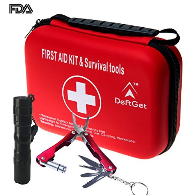 Lixada Emergency Survival Kit,Survival Gear Tool Set First Aid Essential Kit with Compass,Whistle,Wire Saw,Shears,Tourniquet,Bandage for Camping Hiking Wilderness Adventures and Disaster 