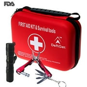 deftget compact first aid kit - mini survival tools box - waterproof outdoor medical emergency bag lightweight for emergencies at home car camping workplace traveling adventures sports hiking by