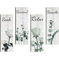 thumbnail image 4 of 4 Pcs White Rose Wooden Wall Sign, Relax Soak Unwind Breathe Bathroom Wall Wooden Sign for Home Bathroom Washroom Laundry Room Wall Decorations, 3.94×11.81 Inch, 4 of 7