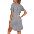 thumbnail image 4 of Ekouaer Women Cotton Nightgown Short Sleeve Sleep Gowns Breathable and Loose Pajama Dress, 4 of 5