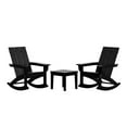 thumbnail image 2 of WestinTrends Ashore 3 Piece Patio Rocking Chair Set, All Weather Poly Lumber Adirondack Rocker Bistro Set Porch Patio Chairs Set of 2 with Large Side Table, Black, 2 of 11