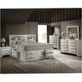 thumbnail image 6 of King Size Storage Bed Frame with Bookcase Headboard and 6 Drawers, White Modern Platform Bed with Storage Shelves, 6 of 6